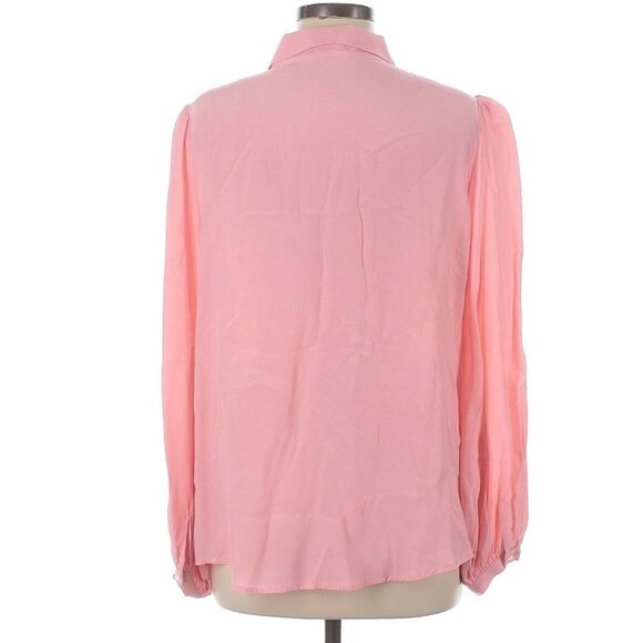 NEW EMERSON FRY frankie blouse button down bishop sleeve peony light pink size L - Picture 2 of 6